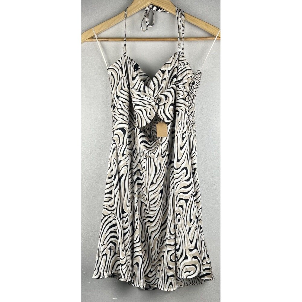 Kittenish Tiger Stripe Mini Flirty halter Dress Size XL
